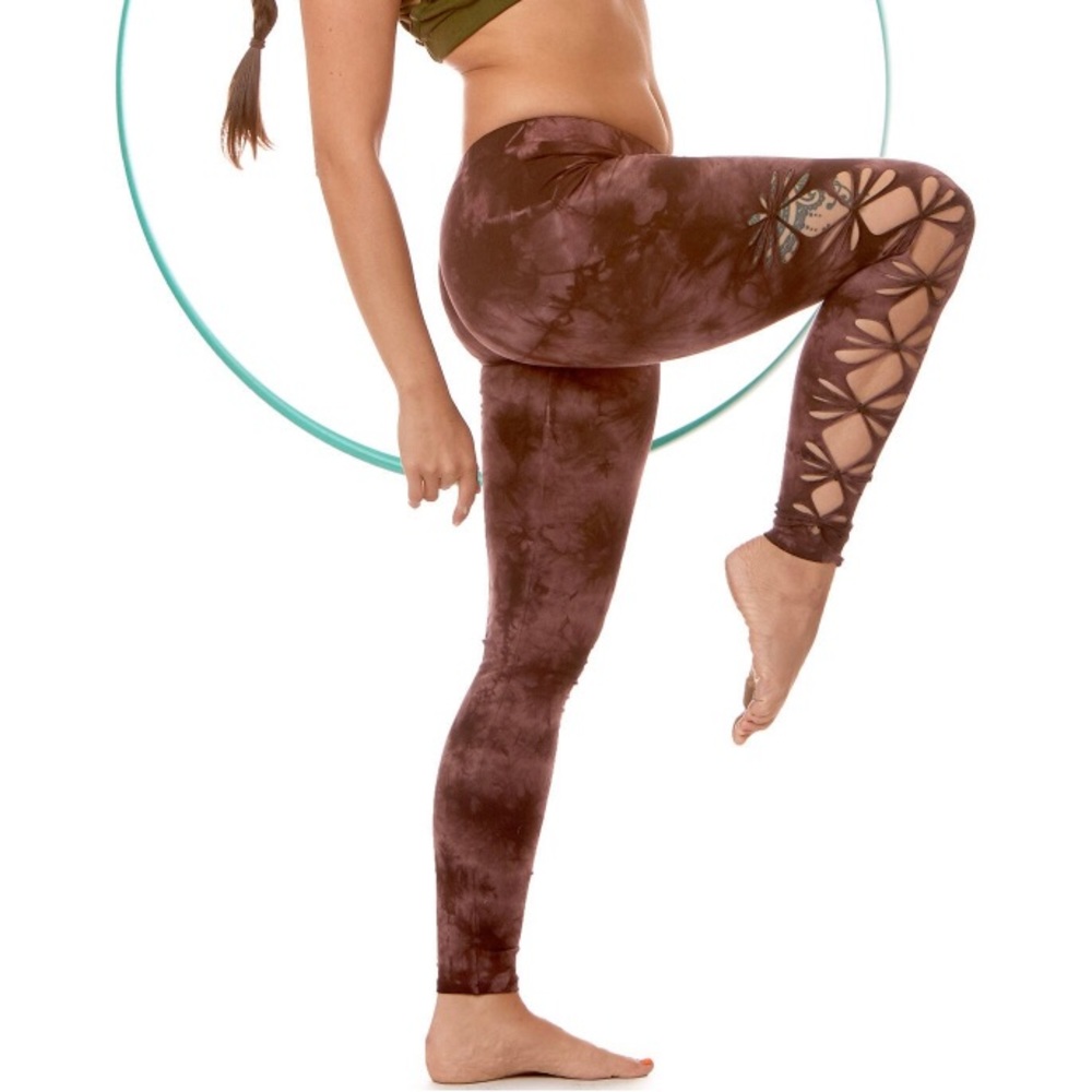 Handmade AltshopUK TIE DYE LEGGINGS, brown hippie psy trance leggings size S